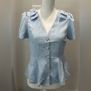 Elegant Blue Button-Up Women's Top